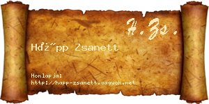 Hápp Zsanett névjegykártya